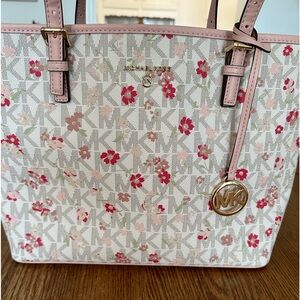 Michael Kors tote bag with pink flowers